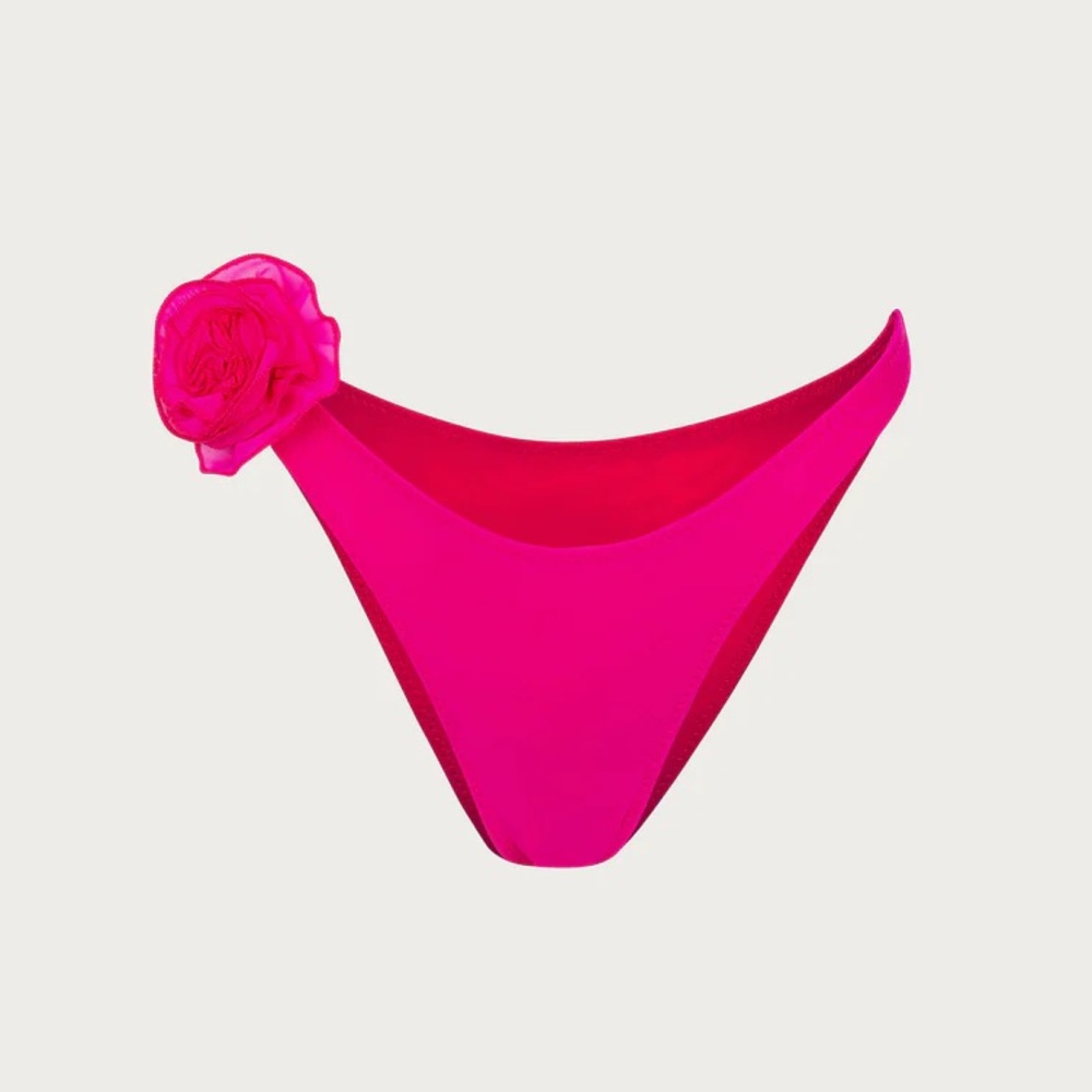 Hot Pink Floral Accent Bikini Bottom - Women